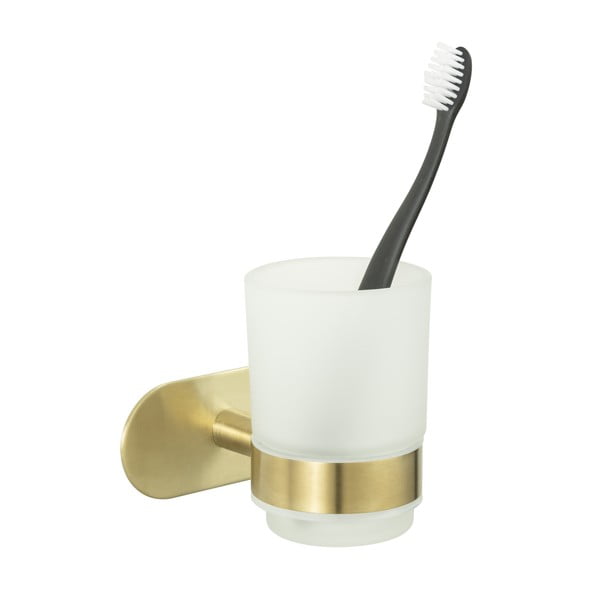 Złoty samoprzylepny szklany kubek na szczoteczki do zębów Orea Gold – Wenko-image-2