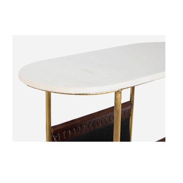 Konsola w brązowo-złotym kolorze z marmurowym blatem 23x53 cm Marmol – Bizzotto-image-4