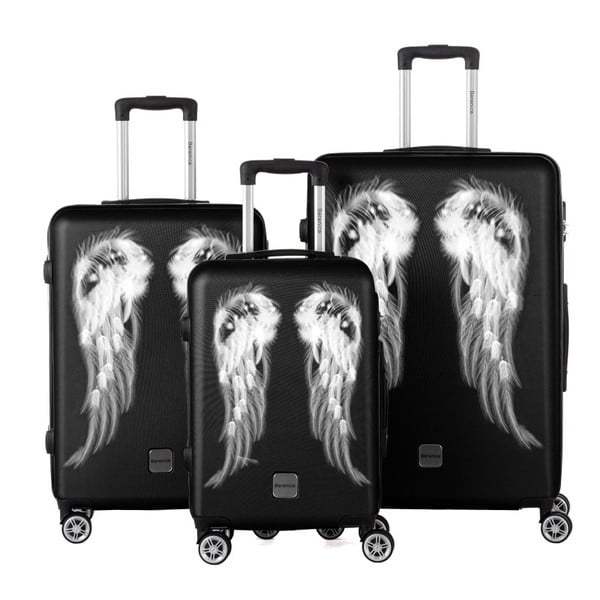Zestaw 3 czarnych walizek Berenice Wings