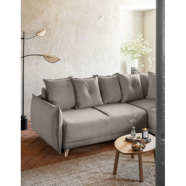 Jasnobrązowy sztruksowy rozkładany narożnik (prawostronny) Lazy Lukka – Miuform-image-4