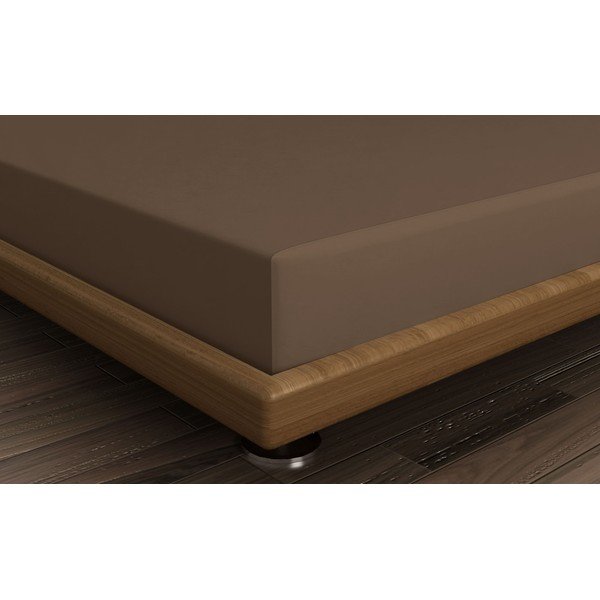 Brązowe bawełniane prześcieradło z gumką 140x200 cm – Mijolnir-image-1