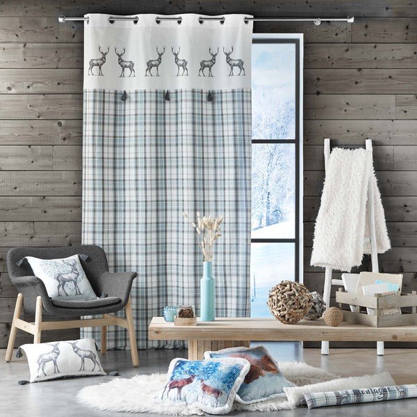 Biało-niebieska zasłona 140x240 cm Megeve – douceur d'intérieur-image-2