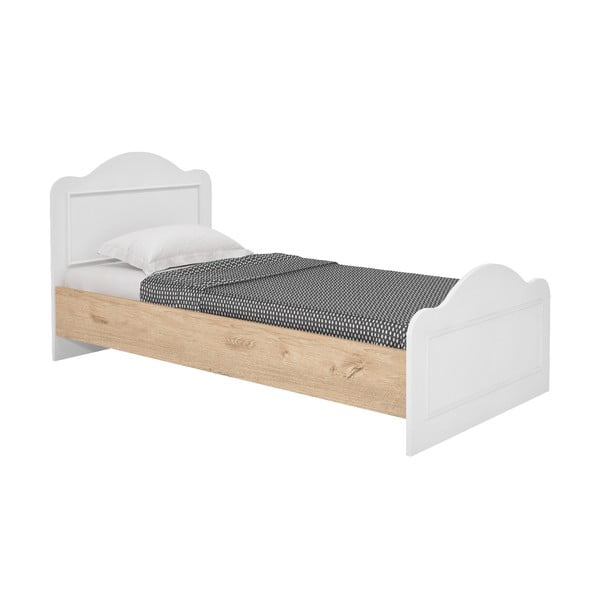Biało-naturalne łóżko jednoosobowe 90x190 cm Alessa – Kalune Design