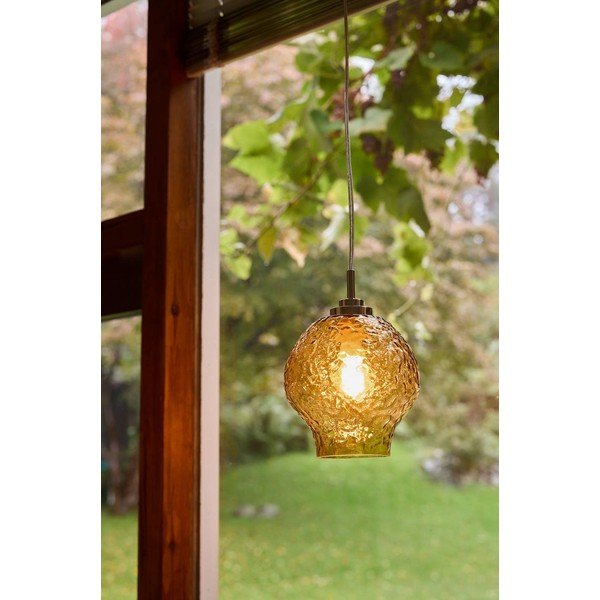 Szklana lampa wisząca w bursztynowym kolorze ø 15 cm Breen – Jotex-image-1