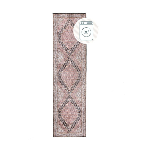 Różowy chodnik odpowiedni do prania 60x230 cm Briony Traditional – Flair Rugs