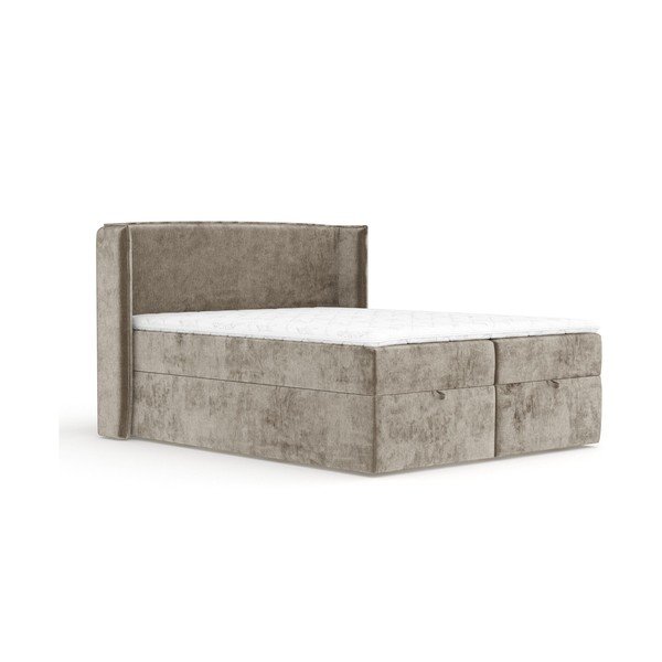 Beżowe łóżko boxspring ze schowkiem 160x200 cm Passion – Maison de Rêve