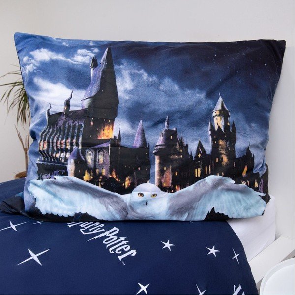 Ciemnoniebieska/szara pościel dziecięca jednoosobowa z mikrowłókna 140x200 cm Harry Potter "Hogwarts Night" – Jerry Fabrics-image-3