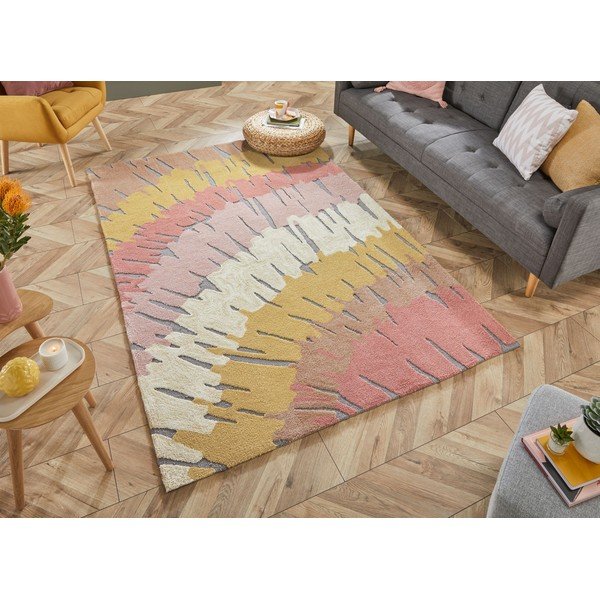 Różowo-żółty dywan Flair Rugs Woodgrain, 120x170 cm-image-4