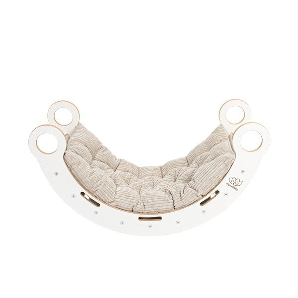 Biało-beżowa huśtawka z litego drewna sosnowego 39x75x38 cm Montessori – Meowbaby