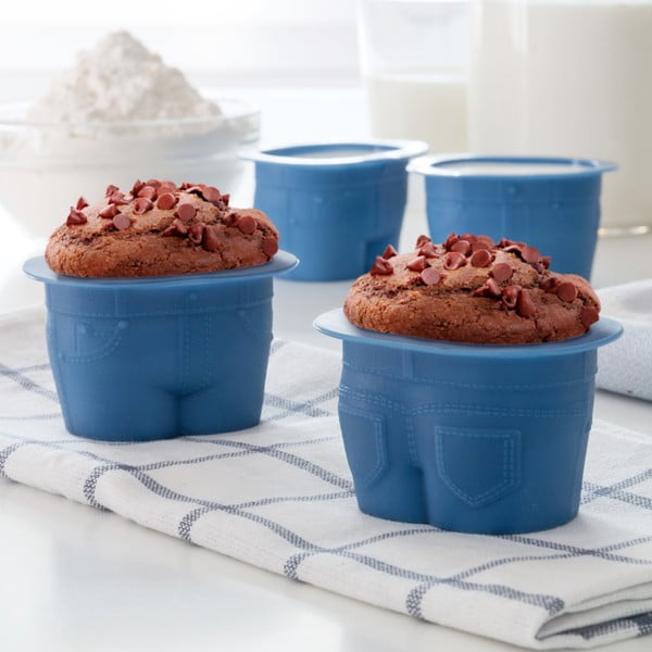 Zestaw 4 niebieskich foremek do pieczenia muffinów w kształcie spodenek InnovaGoods