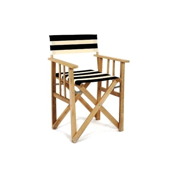 Składane krzesło Director, czarno-białe paski