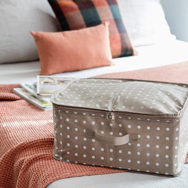 Beżowy duży organizer tekstylny z suwakiem Compactor Dots, 46x20,5 cm-image-1