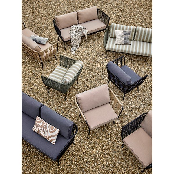 Czarny metalowy/tapicerowany fotel ogrodowy Pavone – Bloomingville-image-2