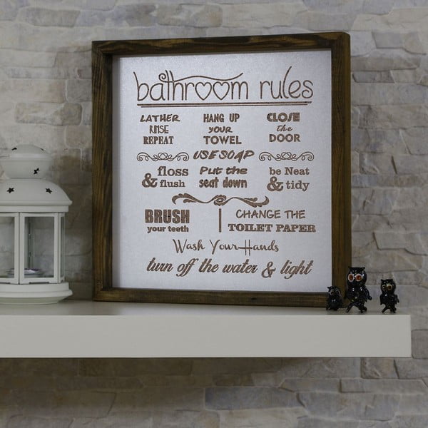 Tabliczka 34x34 cm Bathroom Rules – Evila Originals-image-1