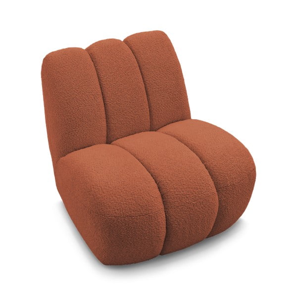 Ceglasty fotel z materiału bouclé Janissaire – Bobochic Paris-image-4