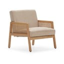 Beżowy sztruksowy fotel z plecionką Debra – Marckeric