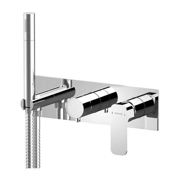 Bateria prysznicowa podtynkowa w kolorze srebra z połyskiem (3 otwory) Spy – Sapho