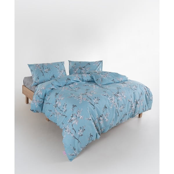 Niebieska pościel dwuosobowa z bawełny renforcé 240x220 cm Blue Floral – Mila Home Luxury-image-2