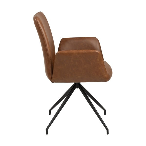 Koniakowy tapicerowany fotel jadalniany z podłokietnikami Naya – Actona-image-4