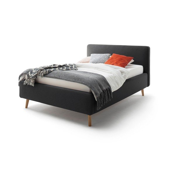 Antracytowe tapicerowane łóżko jednoosobowe bez stelaża 120x200 cm Mattis – Meise Möbel-image-2