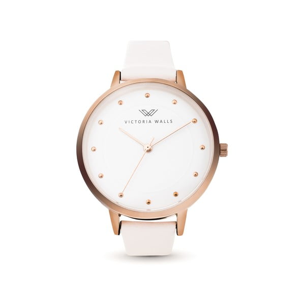Damski zegarek z białym skórzanym paskiem Victoria Walls Lordana