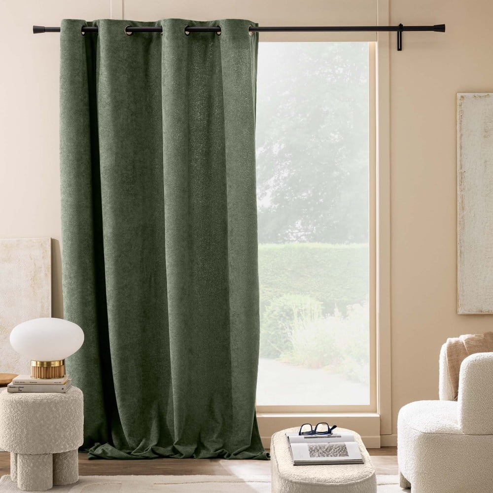 Zielona zasłona z materiału bouclé 140x260 cm Winona – douceur d'intérieur (zdjęcie 4)