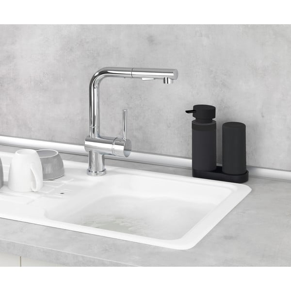 Czarny stojak z dozownikiem do płynu do naczyń Wenko Easy Squeez-e-image-2