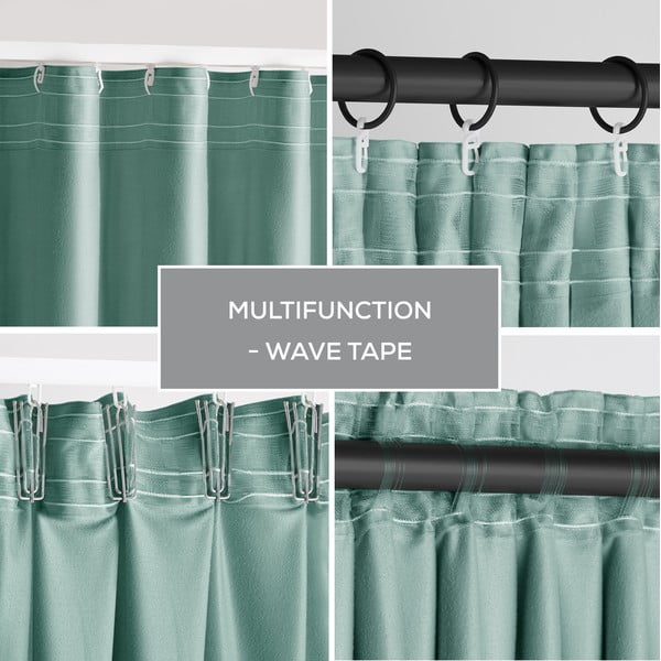 Jasnozielona aksamitna zasłona częściowo zaciemniająca (dimout) 140x245 cm Pleat – Restilo-image-3