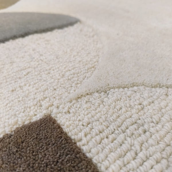 Szarobeżowy wełniany dywan tkany ręcznie 160x230 cm Mia Scallop Frame – Flair Rugs-image-2