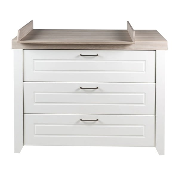 Biała niska komoda dziecięca w dekorze wiązu z przewijakiem 120x98 cm Felicia – Roba-image-2