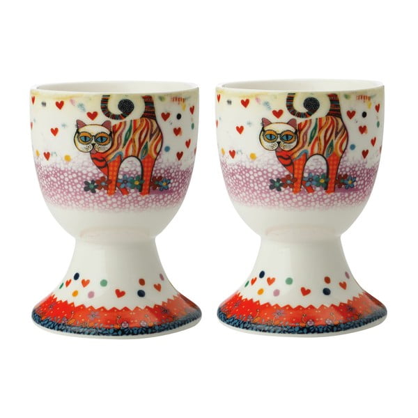 Zestaw 2 porcelanowych kieliszków na jajko Maxwell & Williams Tabby