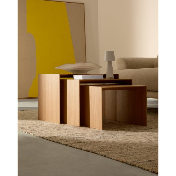 Stoliki w dekorze dębu zestaw 3 szt. 40x60 cm Litto – Kave Home-image-2