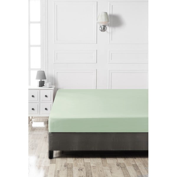 Jasnozielone bawełniane prześcieradło z gumką 140x200 cm – Mijolnir-image-2