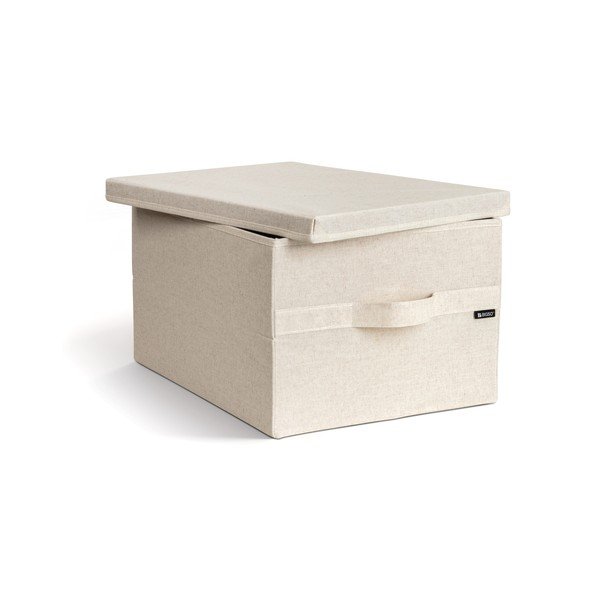 Beżowy tekstylny pojemnik z pokrywką 36x46x25 cm Soft Storage Large – Bigso-image-1