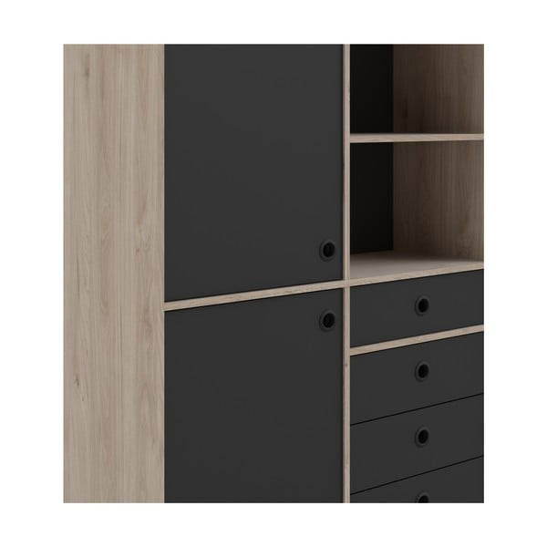 Czarny regał z ramką w dekorze dębu Tvilum Rome, 99 x 154 cm-image-1