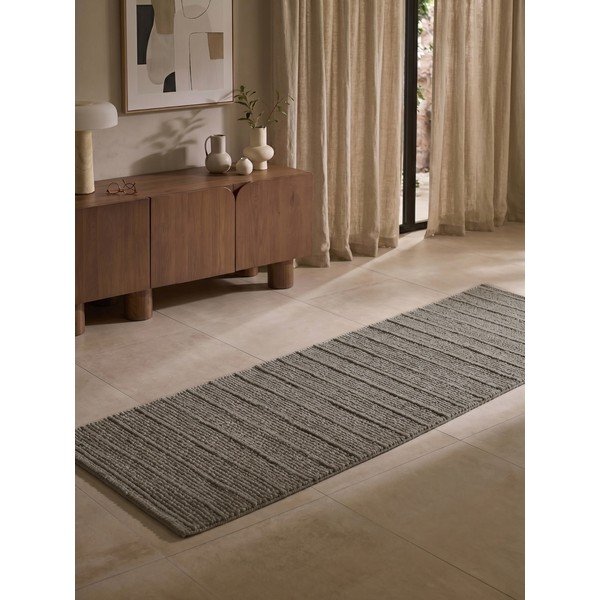 Ciemnoszary/ciemnobrązowy wełniany chodnik tkany ręcznie 80x250 cm Camden Parker – Ted Baker-image-1