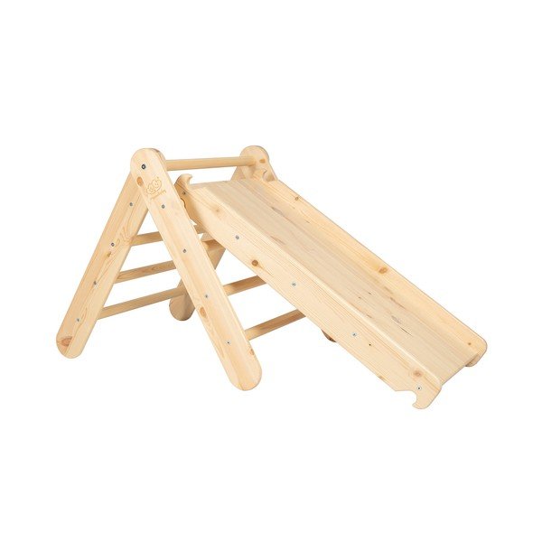 Drabinka pikler z litego drewna sosnowego w naturalnym kolorze 46x87x60 cm Montessori – Meowbaby