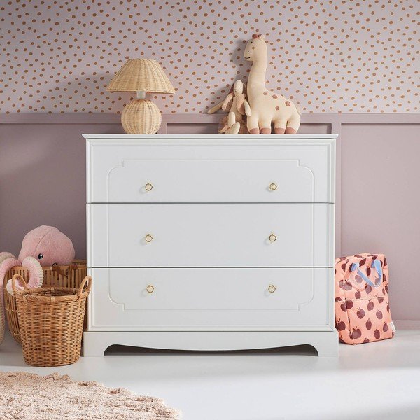 Biała niska komoda dziecięca 102x89 cm Royal – BELLAMY-image-3