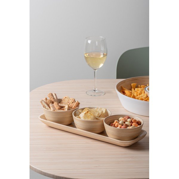 Bambusowy zestaw misek do serwowania w naturalnym kolorze Puro – PT LIVING-image-1