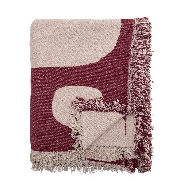 Czerwony koc z mieszanki bawełny 130x160 cm Olica – Bloomingville
