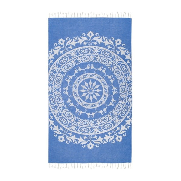 Niebieski ręcznik hammam Kate Louise Madalena, 165x100 cm