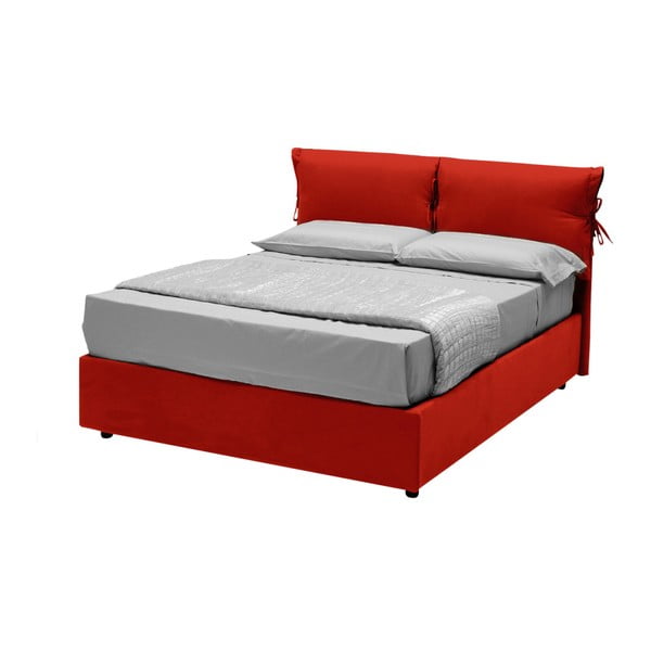 Czerwone łóżko jednoosobowe ze schowkiem 13Casa Iris, 80x190 cm
