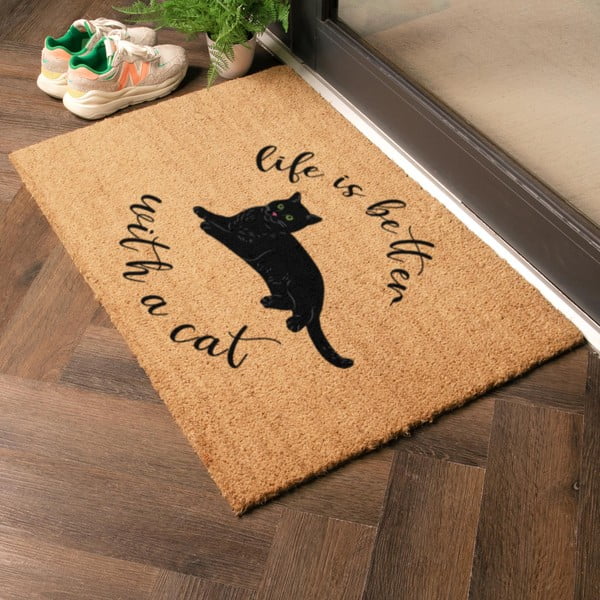Wycieraczka z włókna kokosowego 40x60 cm Life Is Better With a Cat – Artsy Doormats-image-1