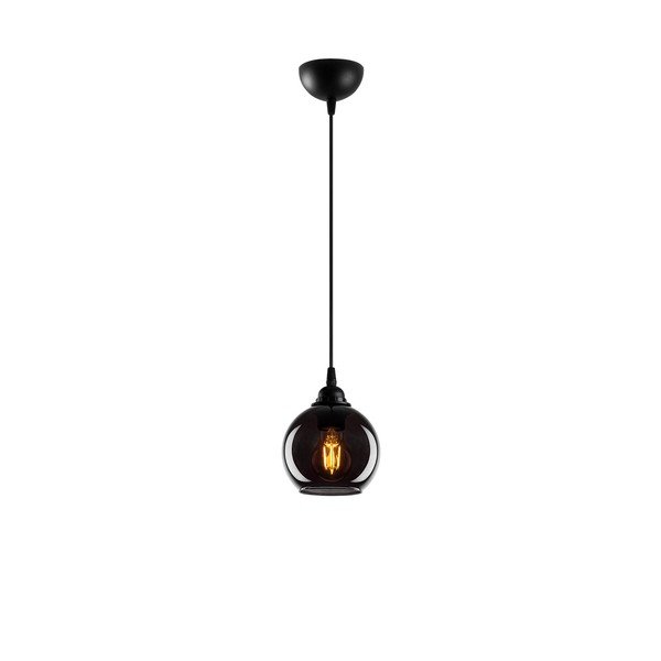 Czarna lampa wisząca ze szklanym kloszem ø 15 cm Smoked – Opviq lights-image-2