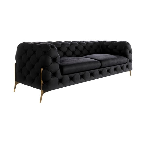 Czarna aksamitna sofa 225 cm Chelsea Bis – Ropez-image-2