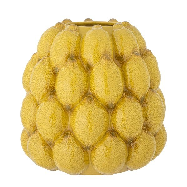 Żółty kamionkowy ręcznie malowany wazon (wysokość 22 cm) Limone – Bloomingville