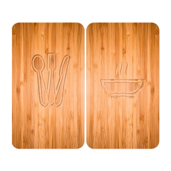 Zestaw 2 szklanych płyt ochronnych na kuchenkę Wenko Lunch, 52x30 cm