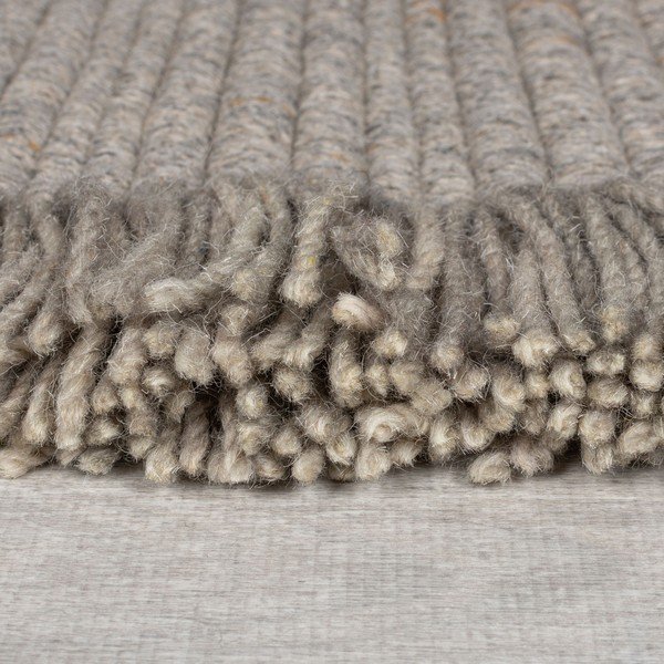 Szary dywan z mieszanki wełny tkany ręcznie 160x230 cm Rene Fringed Ribbed – Flair Rugs-image-4