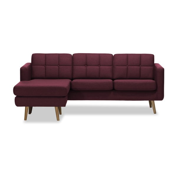 Burgundowa lewostronna sofa narożna Vivonita Magnus