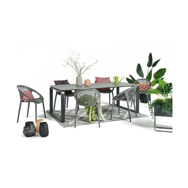 Szary zestaw mebli ogrodowych z 6 krzesłami Le Bonom Joanna Strong-image-2